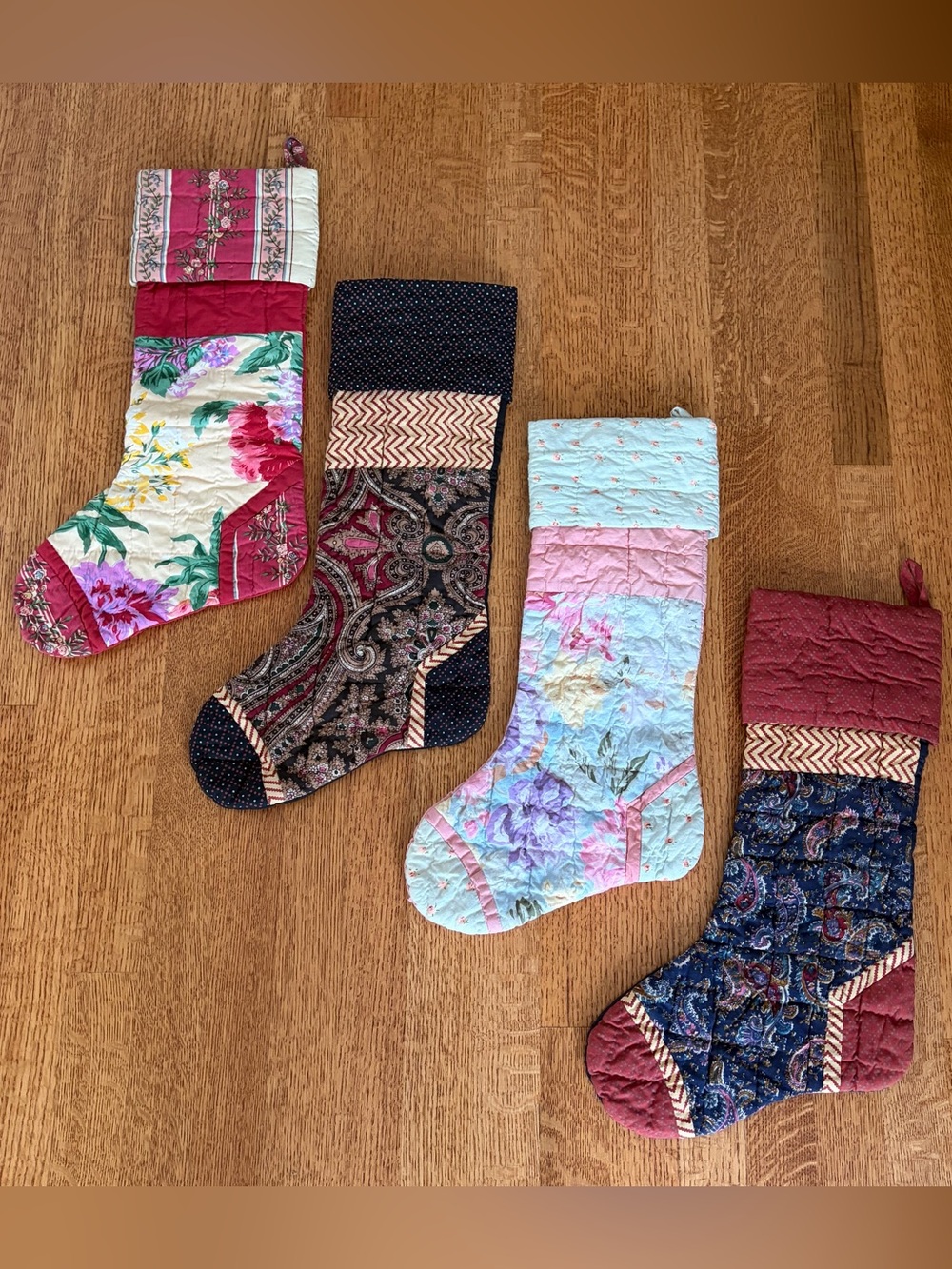 Vintage Impressions Imports Quilted Christmas Stockings Lot 4 Floral Cottagecore